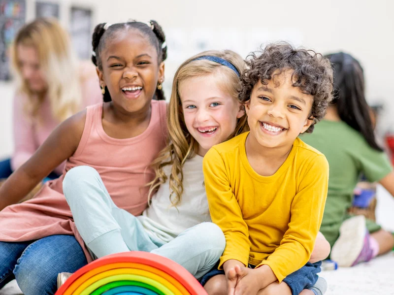 Group of smiling children outdoors